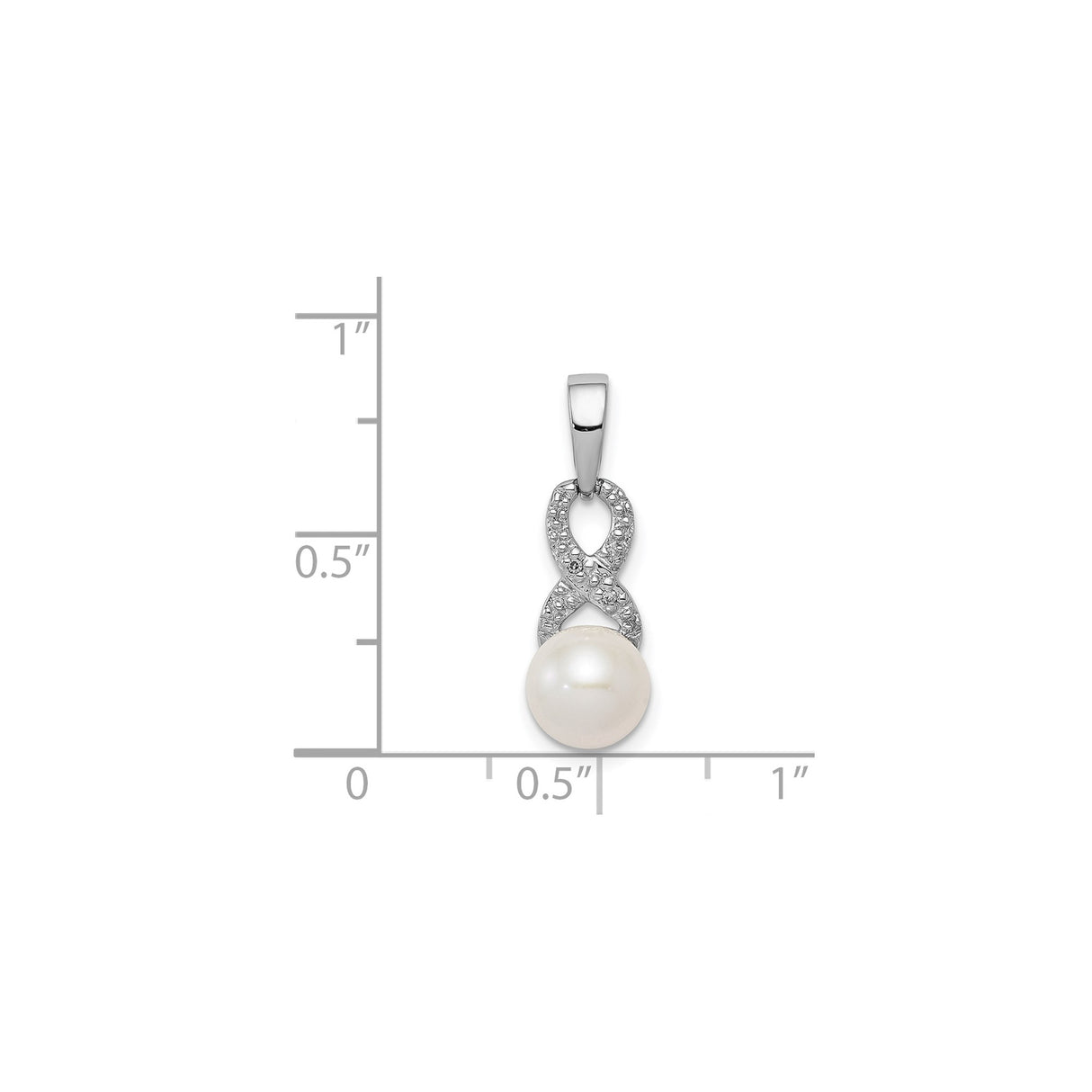 Sterling Silver Infinity Pendant with White Pearl and Diamond Accent for Women