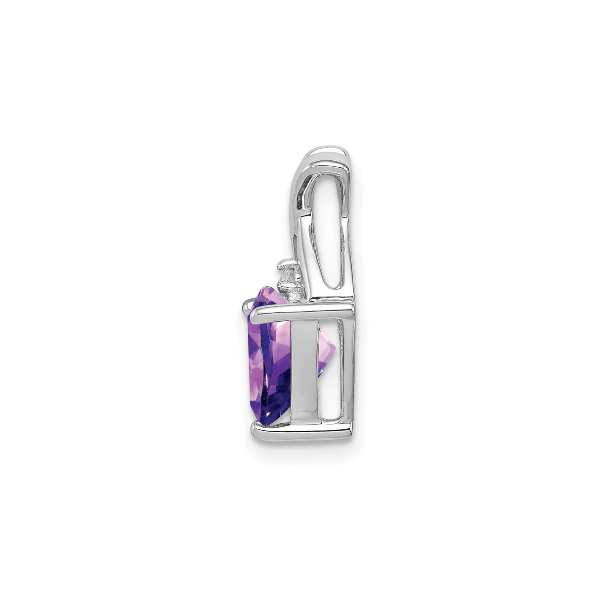 Sterling Silver Pendant with Trillion Cut Amethyst and White Topaz Crisscross Bail Design