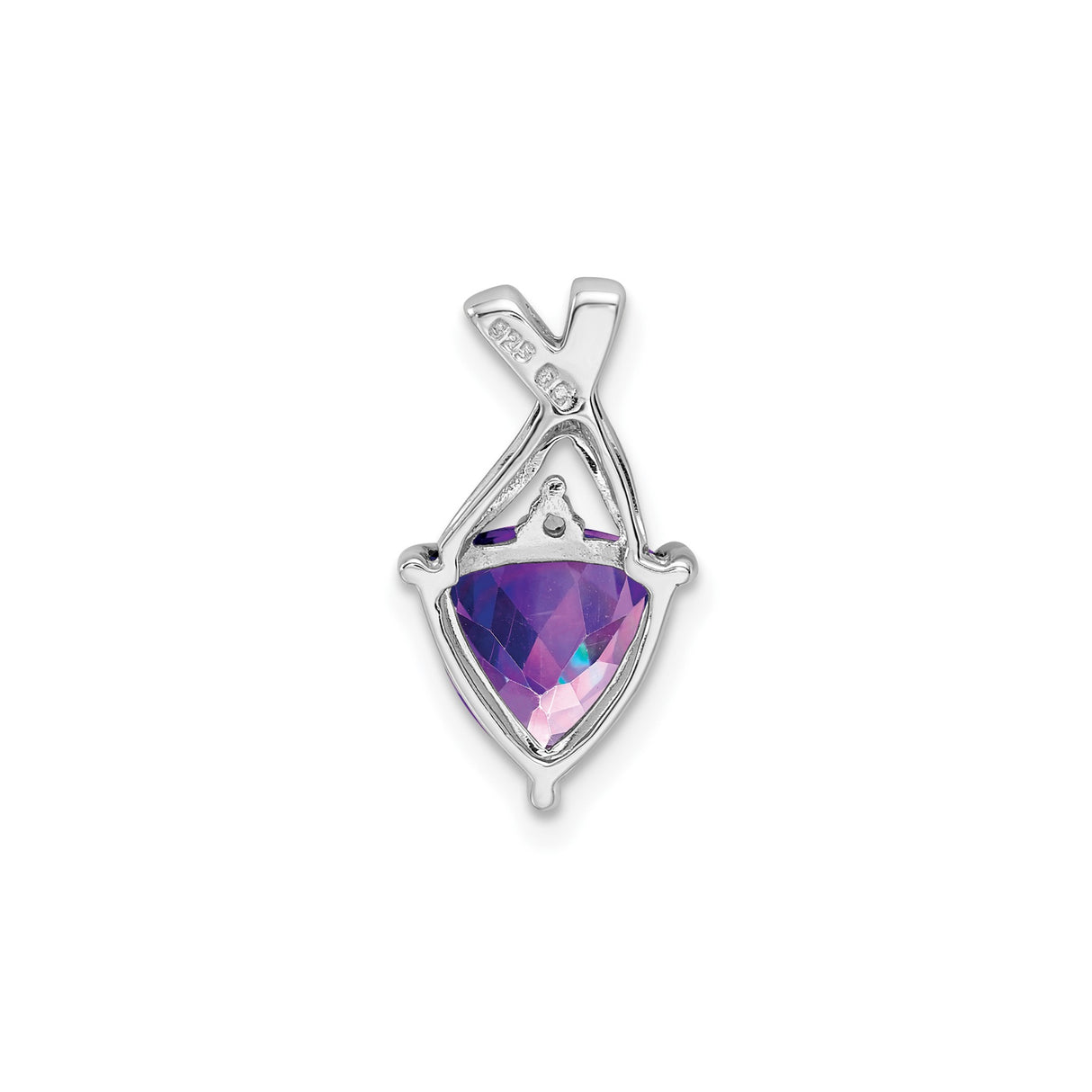 Sterling Silver Pendant with Trillion Cut Amethyst and White Topaz Crisscross Bail Design