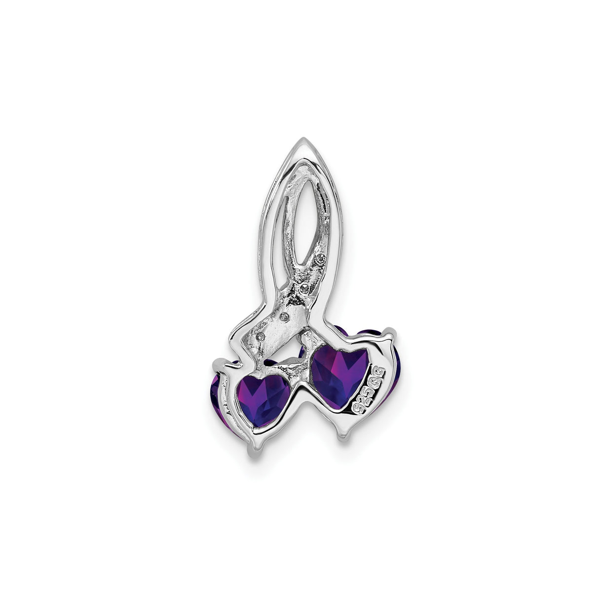 Sterling Silver Double Heart Pendant with Amethyst Gemstone, Romantic Jewelry for Women
