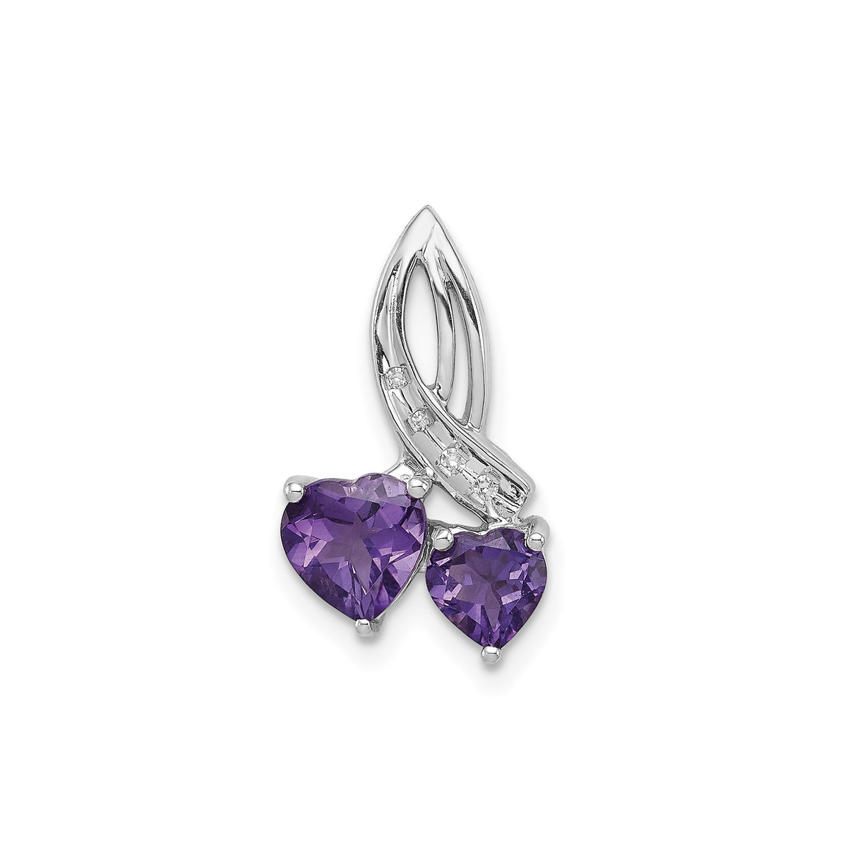 Sterling Silver Double Heart Pendant with Amethyst Gemstone, Romantic Jewelry for Women