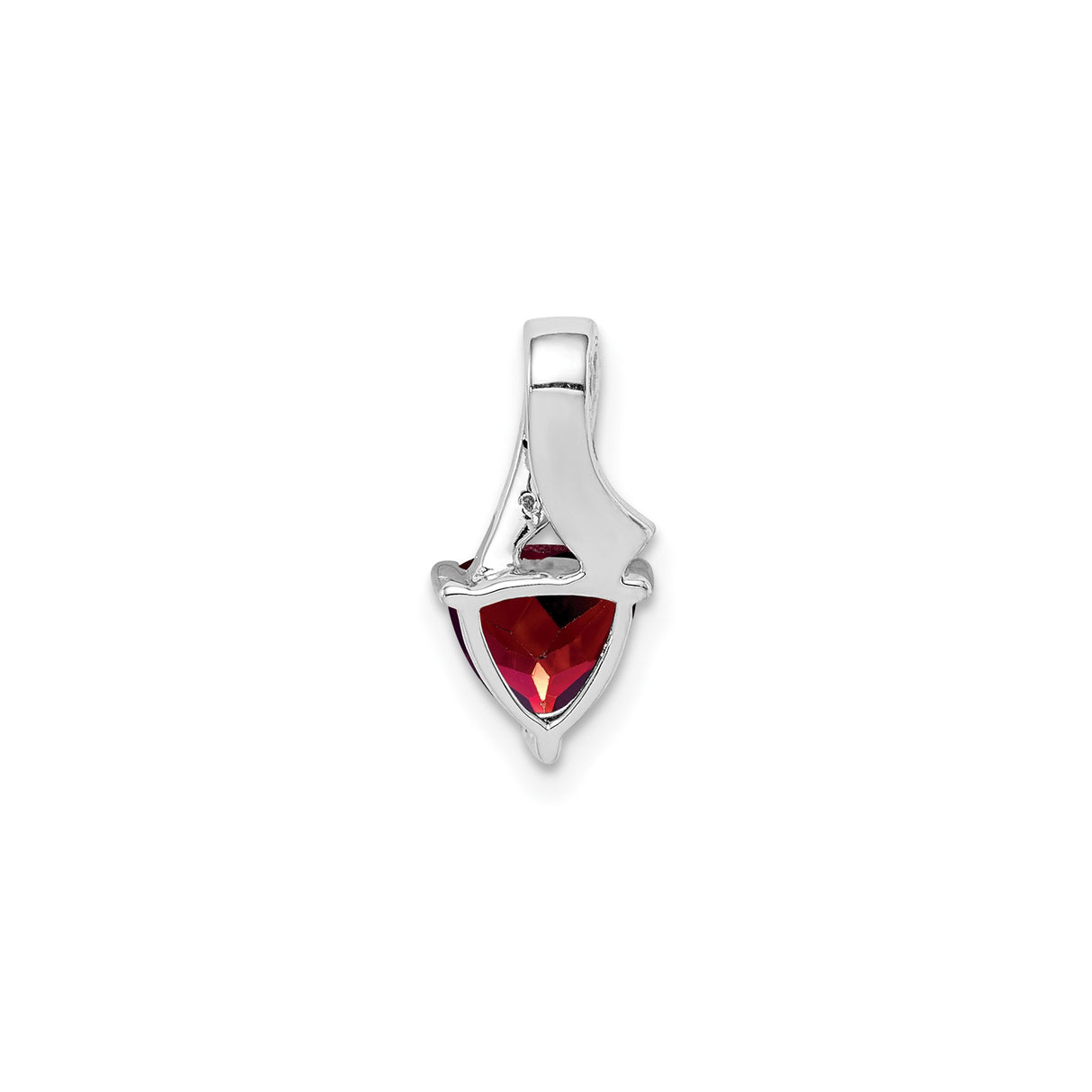 Sterling Silver Heart Pendant with Garnet and Diamond Accents, Romantic Curved Design