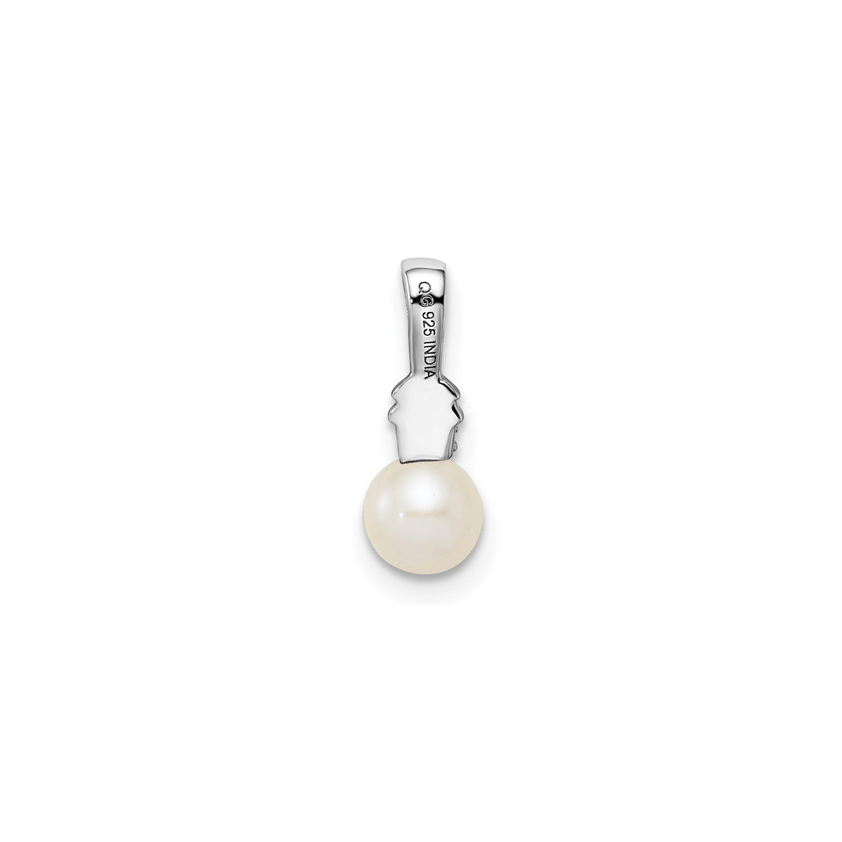 Sterling Silver Pendant with White Cultured Pearl and Diamond Accent, Bridal or Anniversary Jewelry