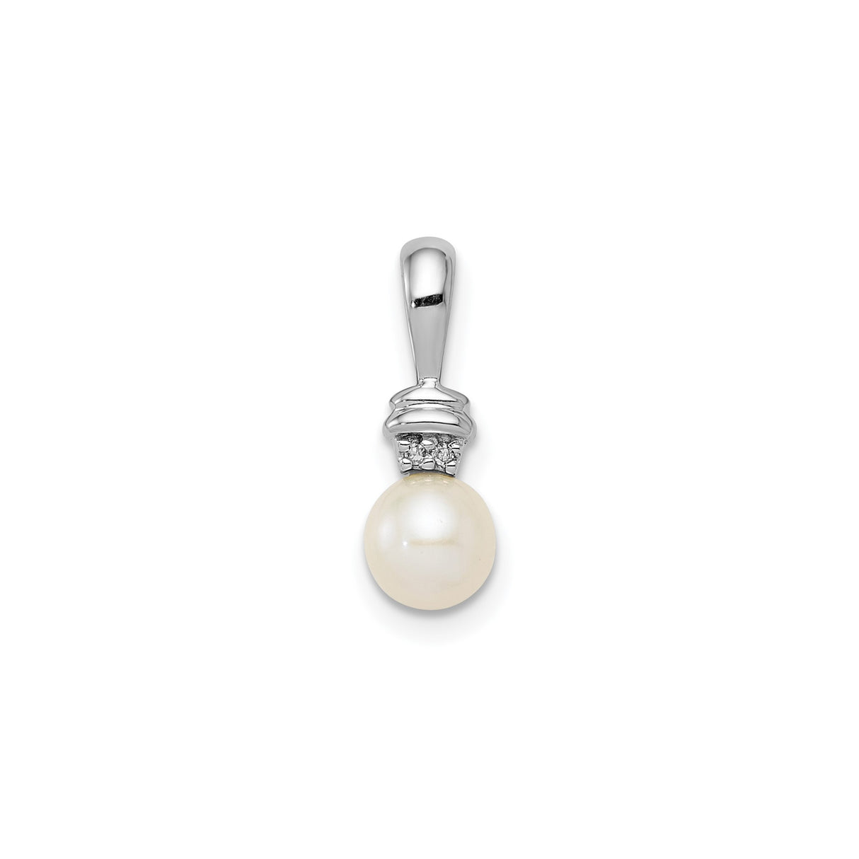 Sterling Silver Pendant with White Cultured Pearl and Diamond Accent, Bridal or Anniversary Jewelry