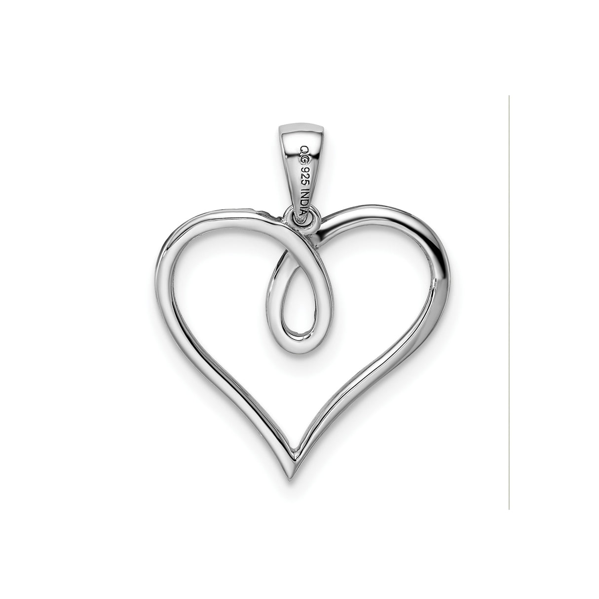 Sterling Silver Heart Pendant with Diamond and Open Heart Design for Women