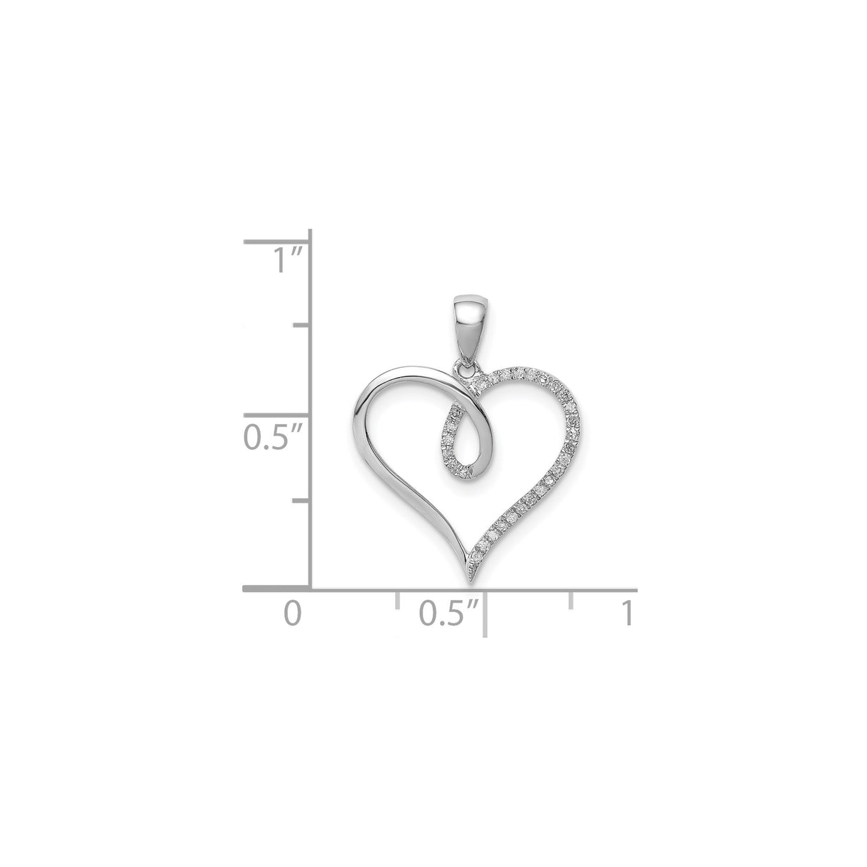 Sterling Silver Heart Pendant with Diamond and Open Heart Design for Women
