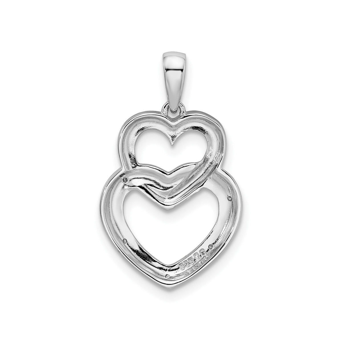 Sterling Silver Double Heart Pendant with Diamond Accent, Symbol of Love and Unity