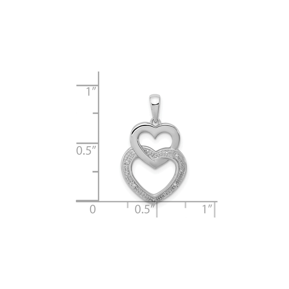 Sterling Silver Double Heart Pendant with Diamond Accent, Symbol of Love and Unity