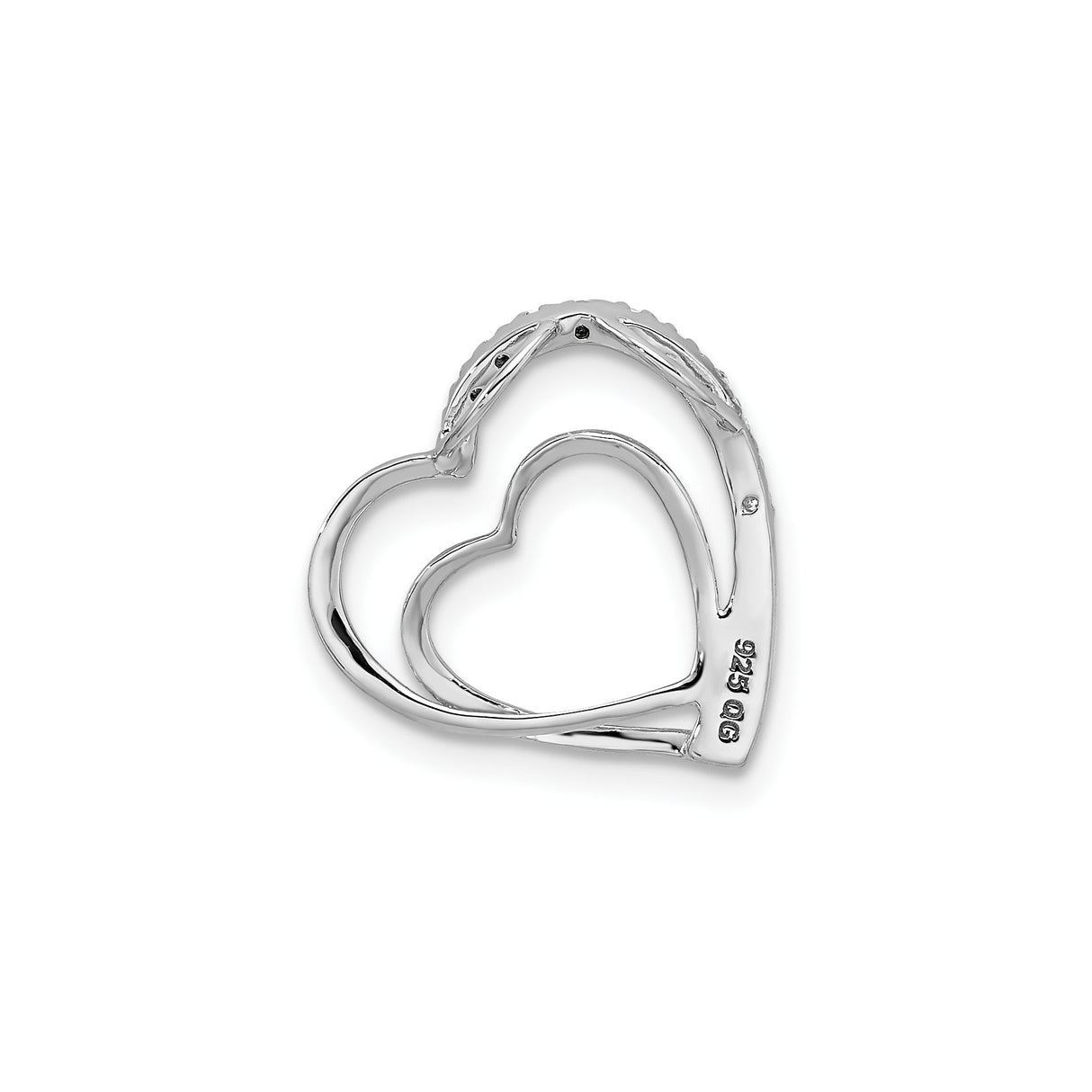Sterling Silver Double Heart Pendant with Diamond Accents, Intertwined Romantic Design