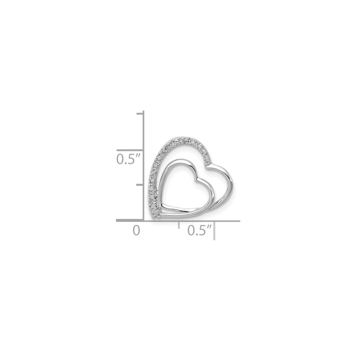 Sterling Silver Double Heart Pendant with Diamond Accents, Intertwined Romantic Design