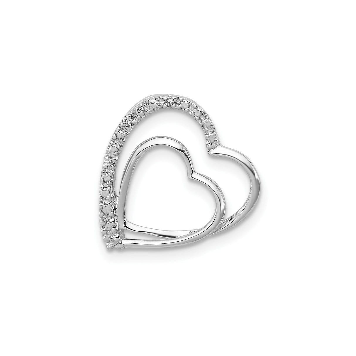Sterling Silver Double Heart Pendant with Diamond Accents, Intertwined Romantic Design