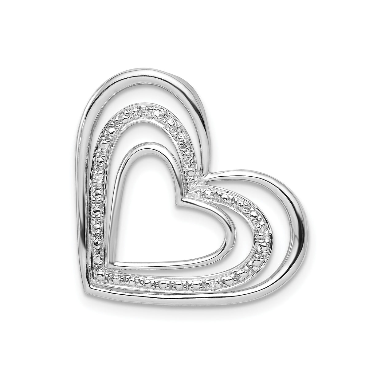 Sterling Silver Heart Pendant with Diamond, Triple Overlapping Open Heart Design
