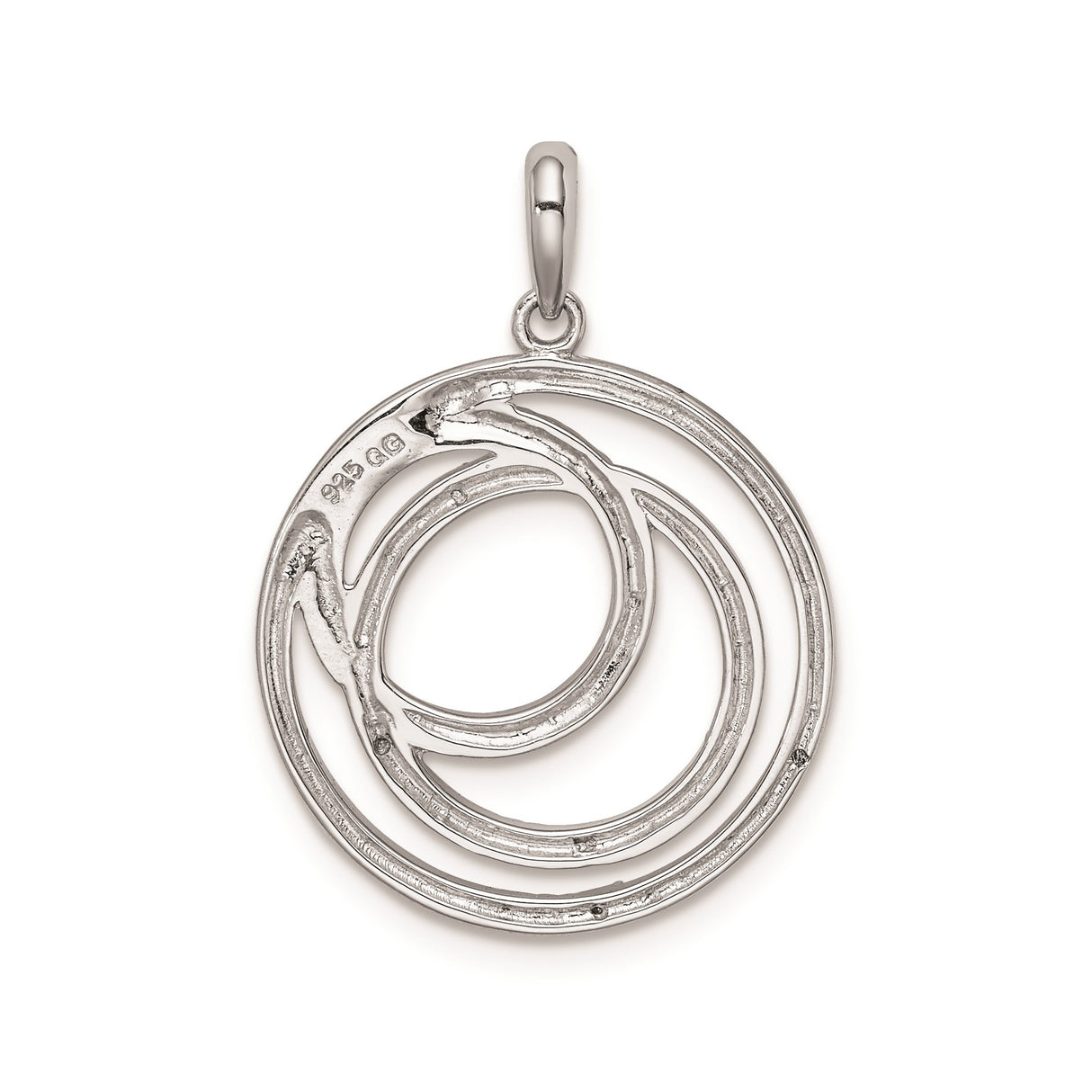 Sterling Silver Pendant with Diamonds, Interlocking Circle Design for Women
