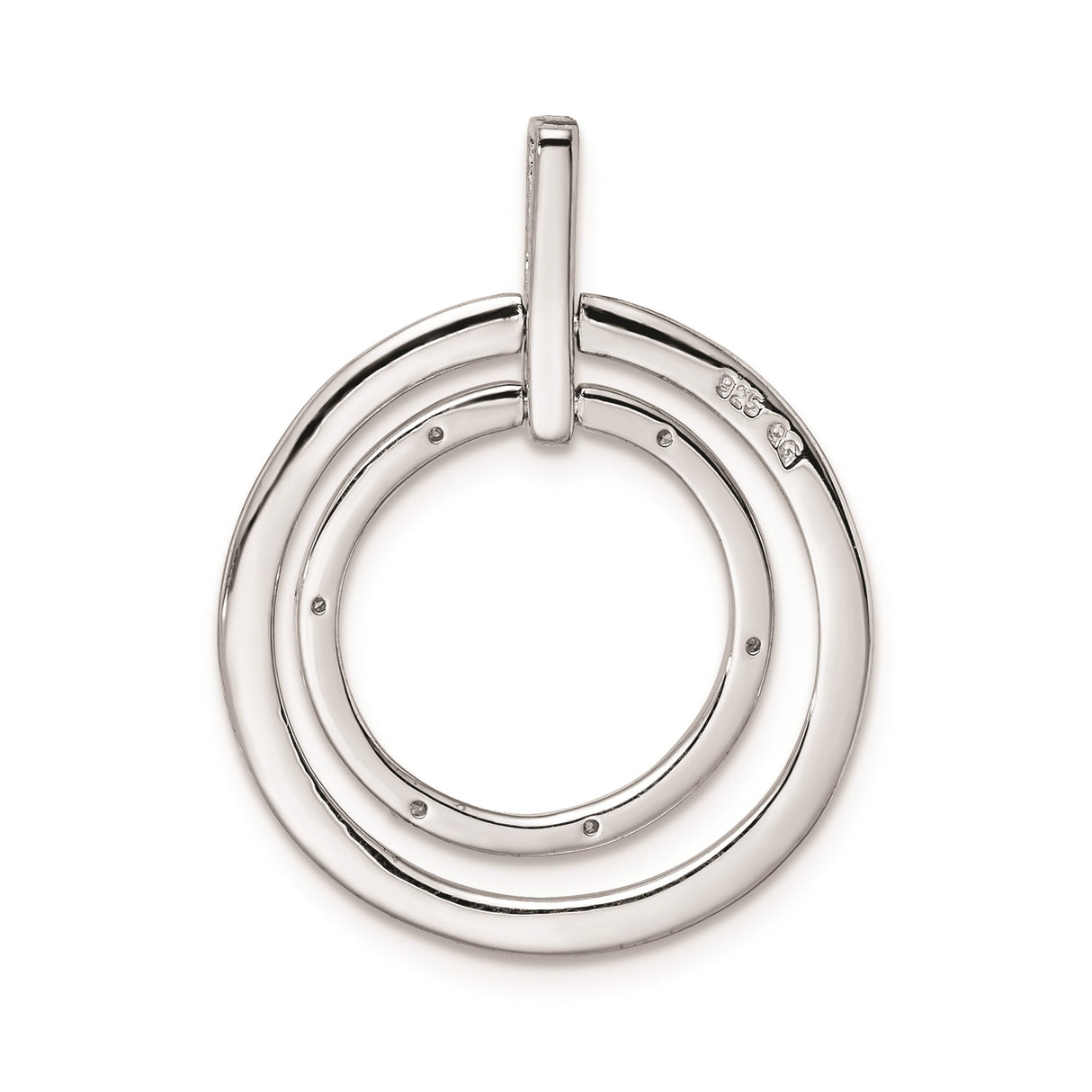 Sterling Silver Double Circle Pendant with Pavé Diamonds, Modern Interlocking Design
