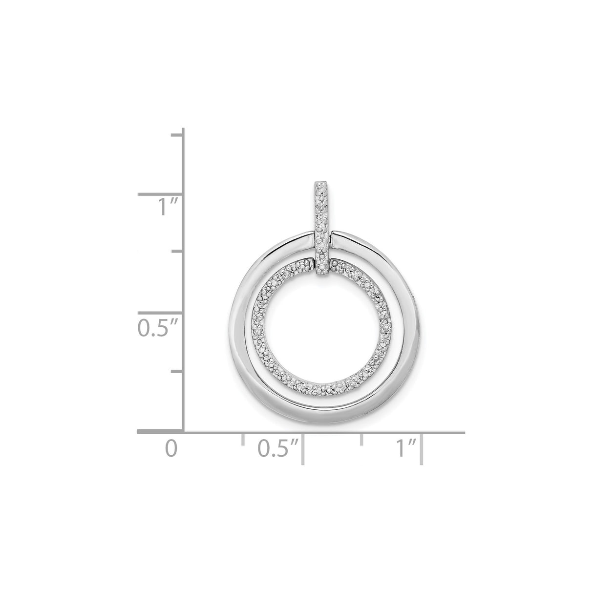 Sterling Silver Double Circle Pendant with Pavé Diamonds, Modern Interlocking Design