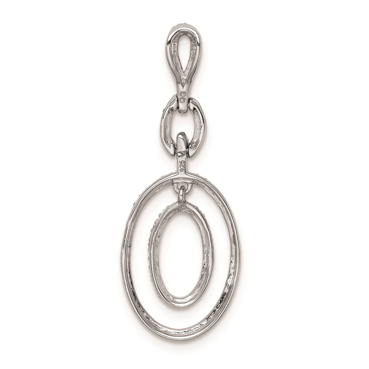 Sterling Silver Pendant with Interlocking Oval Loops and Diamonds Accent