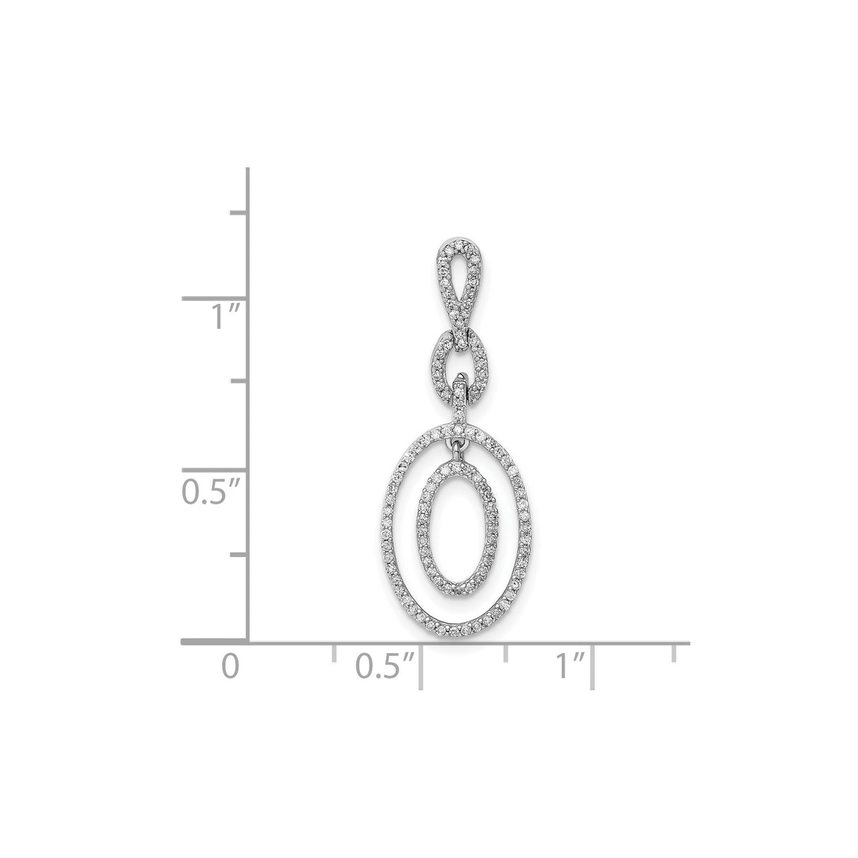 Sterling Silver Pendant with Interlocking Oval Loops and Diamonds Accent