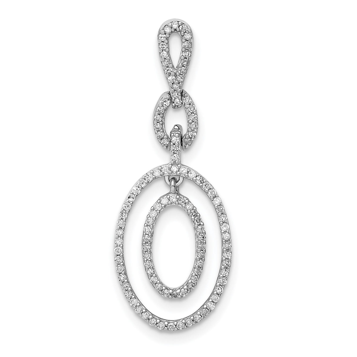 Sterling Silver Pendant with Interlocking Oval Loops and Cubic Zirconia Accent