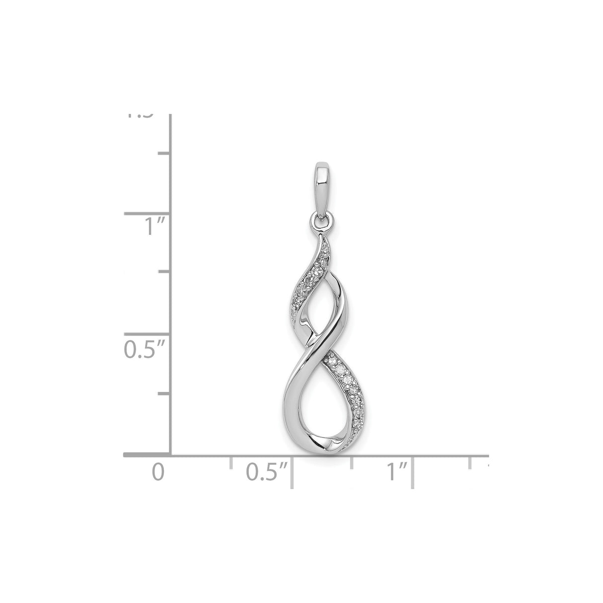 Sterling Silver Infinity Pendant with Diamonds, Twisted Open Loop Design, Symbolic Jewelry