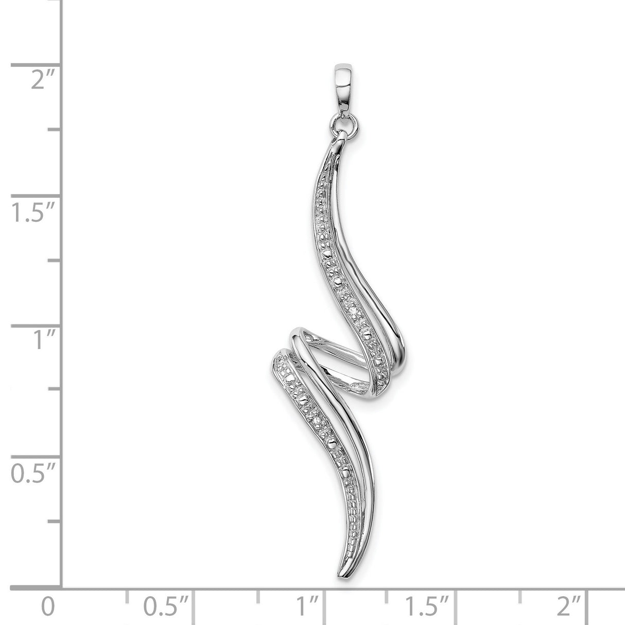 Sterling Silver Wave Pendant with Diamond Accents, Abstract Curved Lines, Modern Minimalist Design