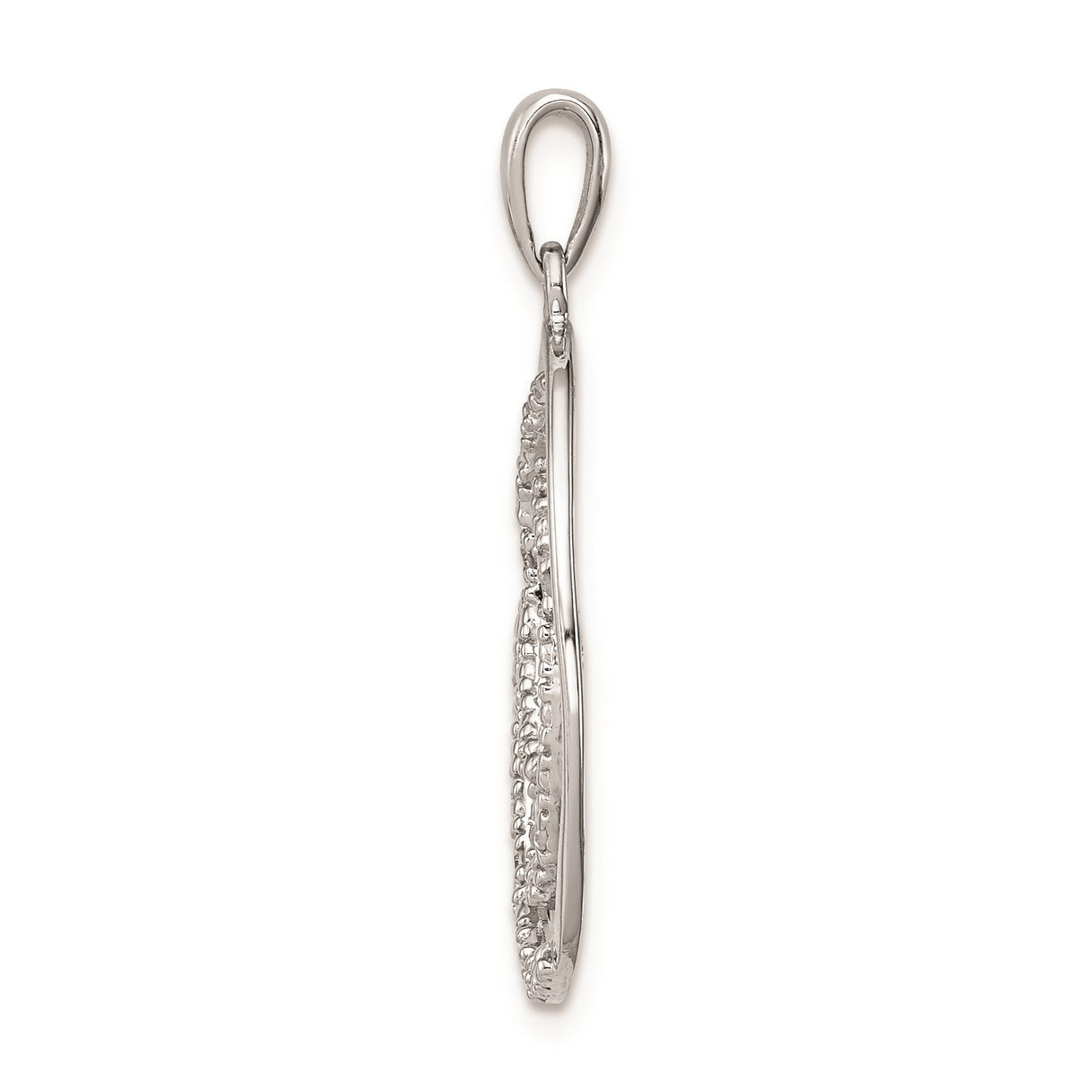 Sterling Silver Oval Pendant with Interlocking Open Circles and Diamond Accents, Modern Abstract Design