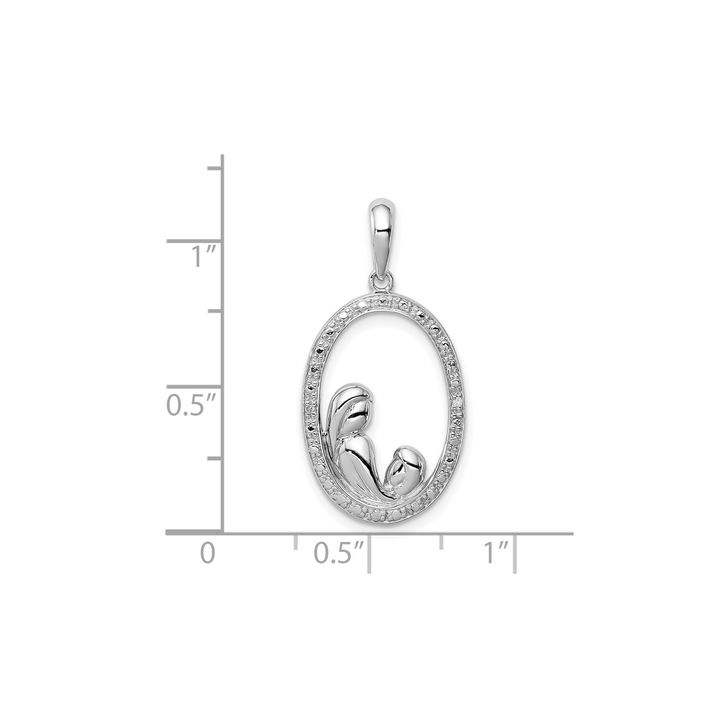 Sterling Silver Mother Pendant with Diamond, Minimalist Christian Symbol