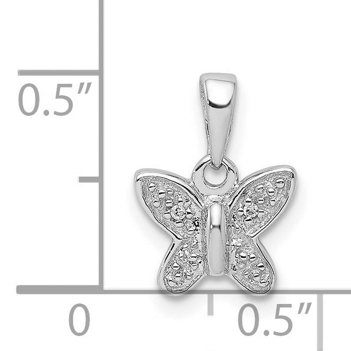Sterling Silver Butterfly Pendant with Diamond Accents, Textured Wings, Nature-Inspired Design
