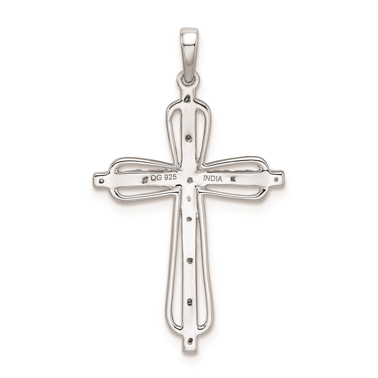 Sterling Silver Diamond Cross Pendant with Pavé Detailing, Modern Religious Jewelry