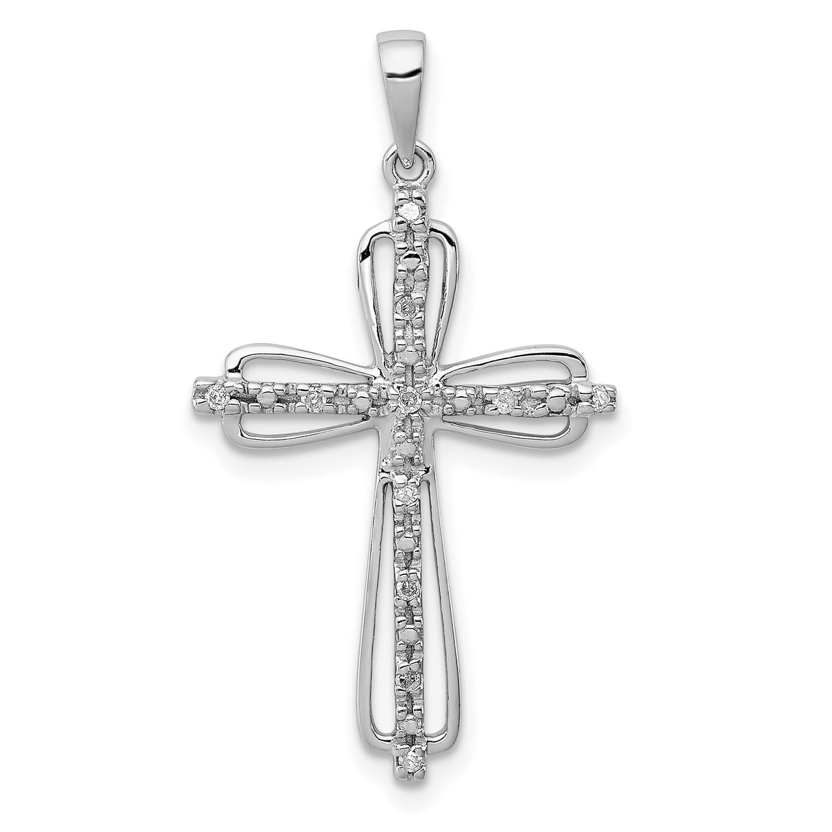 Sterling Silver Diamond Cross Pendant with Pavé Detailing, Modern Religious Jewelry