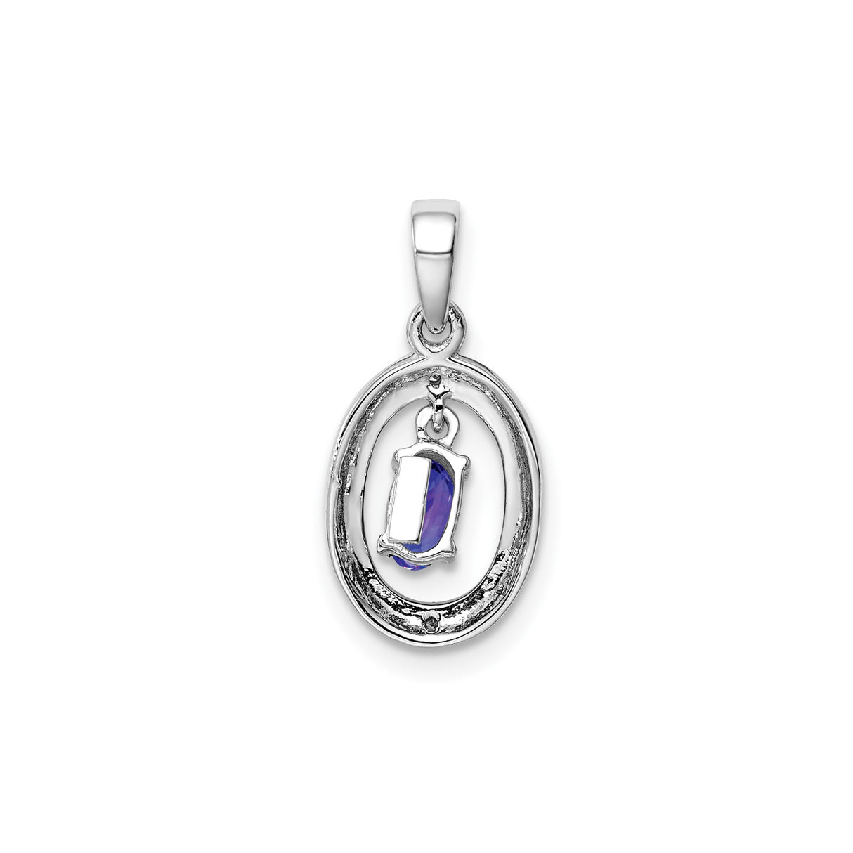 Sterling Silver Pendant with Oval Tanzanite and Diamond Halo, Timeless Formal Jewelry for Women