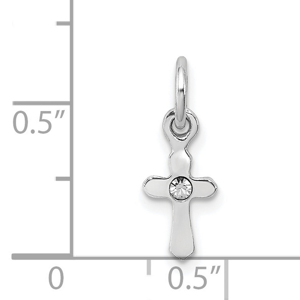 Childs Preciosa Crystal Apr Cross Charm Pendant in Real 925 Sterling Silver