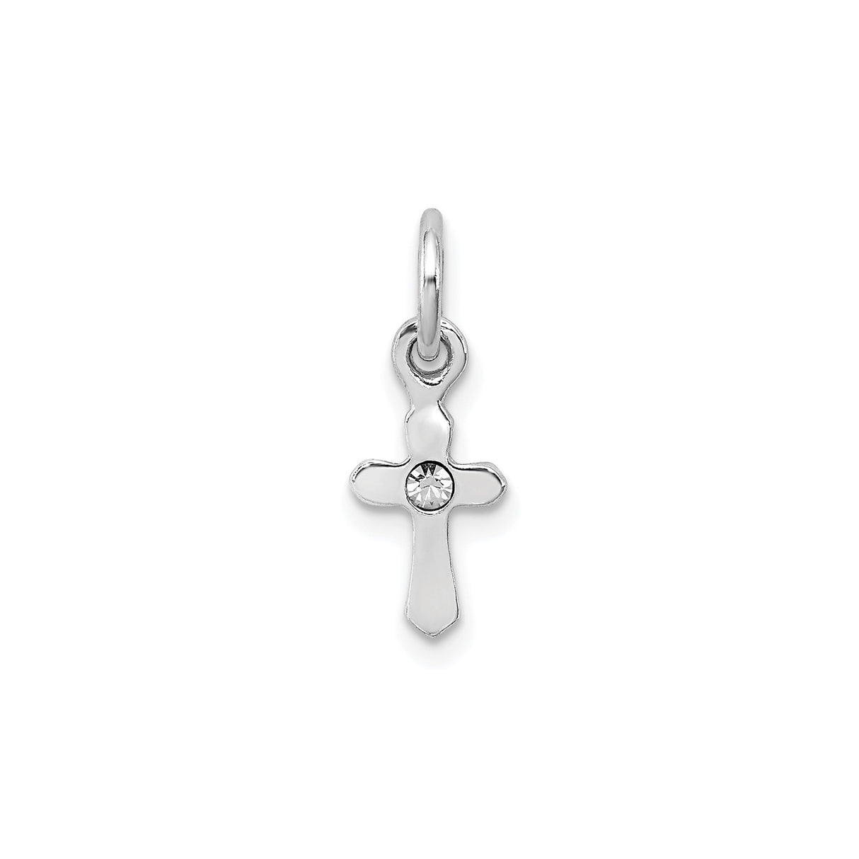 Sterling Silver Cross Pendant with Crystal, Modern Minimalist Religious Design for Men and Women