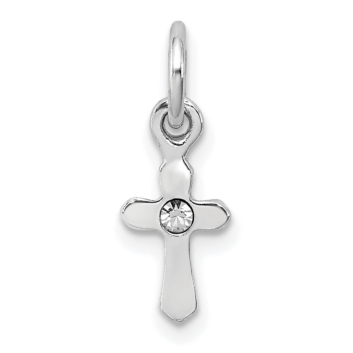 Childs Preciosa Crystal Apr Cross Charm Pendant in Real 925 Sterling Silver