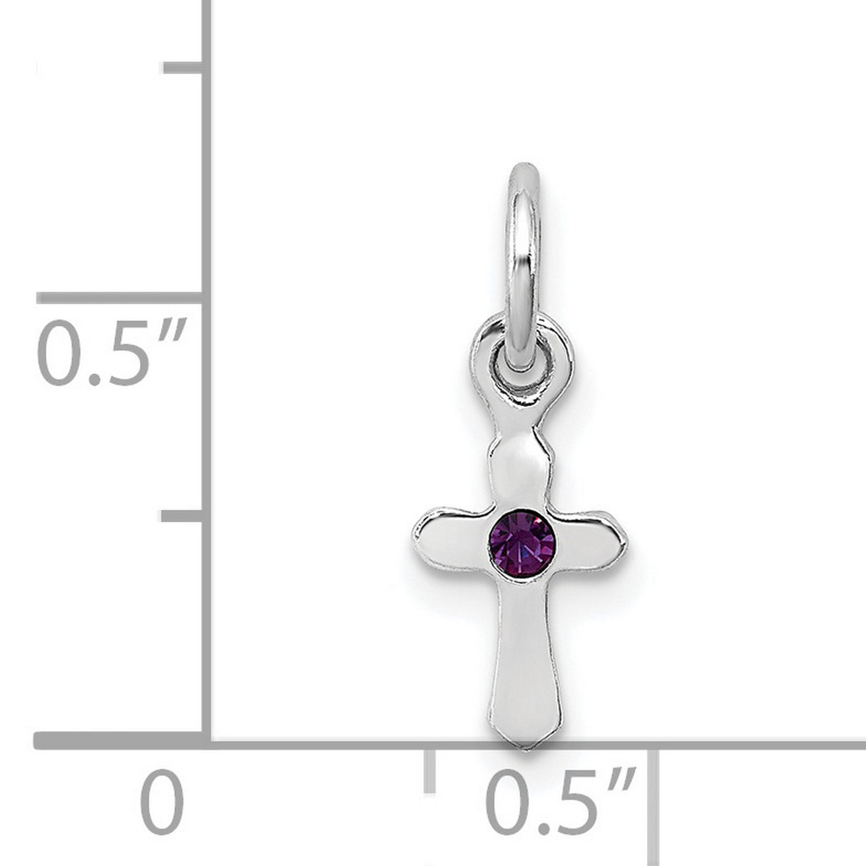 Childs Preciosa Crystal Feb Cross Charm Pendant in Real 925 Sterling Silver