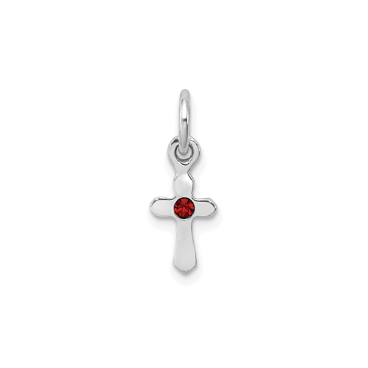 Sterling Silver Pendant with Red Crystal, Gold Faith and Cross Design, Unisex Spiritual Jewelry