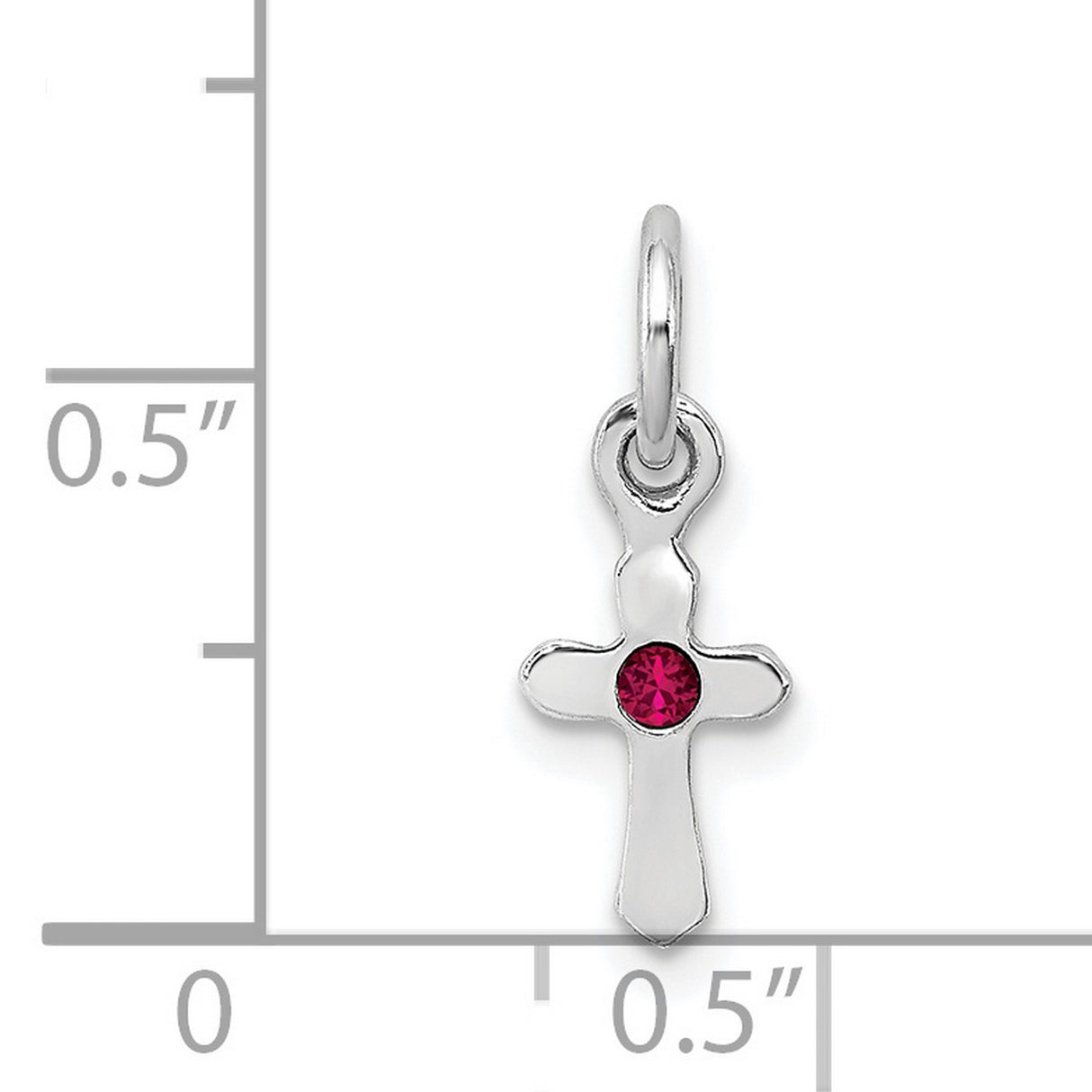 Childs Preciosa Crystal July Cross Charm Pendant in Real 925 Sterling Silver