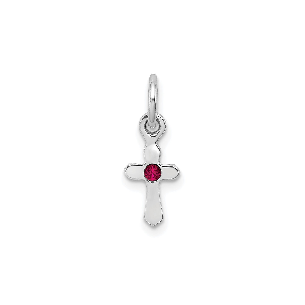 Sterling Silver Cross Pendant with Ruby Crystal Accents, Faith Symbol Jewelry for Men and Women