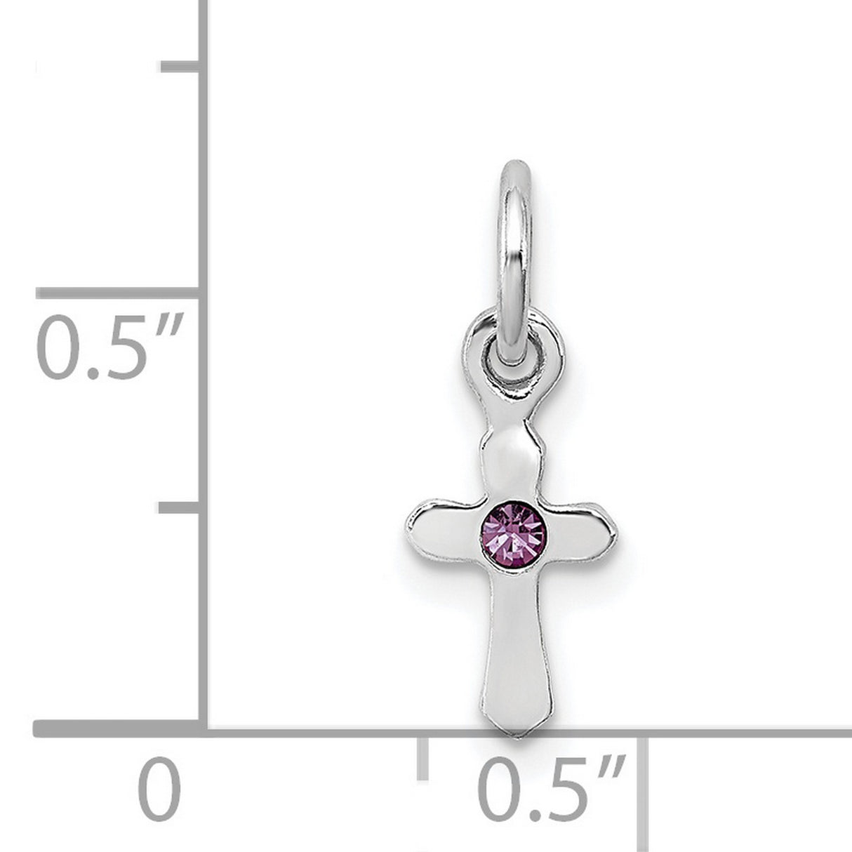 Childs Preciosa Crystal June Cross Charm Pendant in Real 925 Sterling Silver