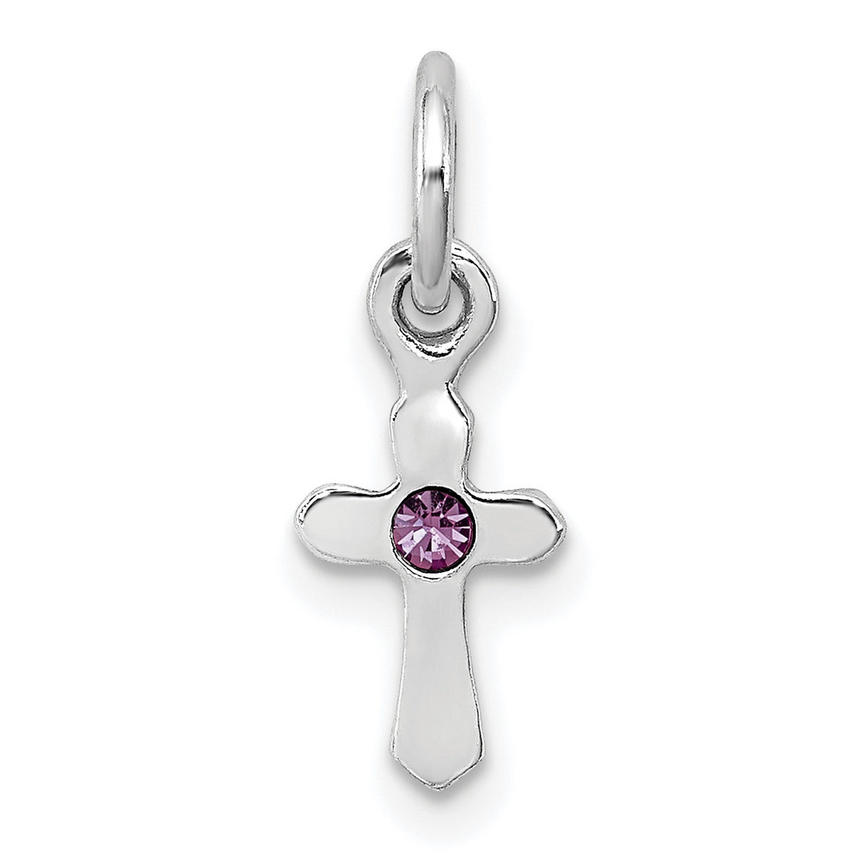 Childs Preciosa Crystal June Cross Charm Pendant in Real 925 Sterling Silver