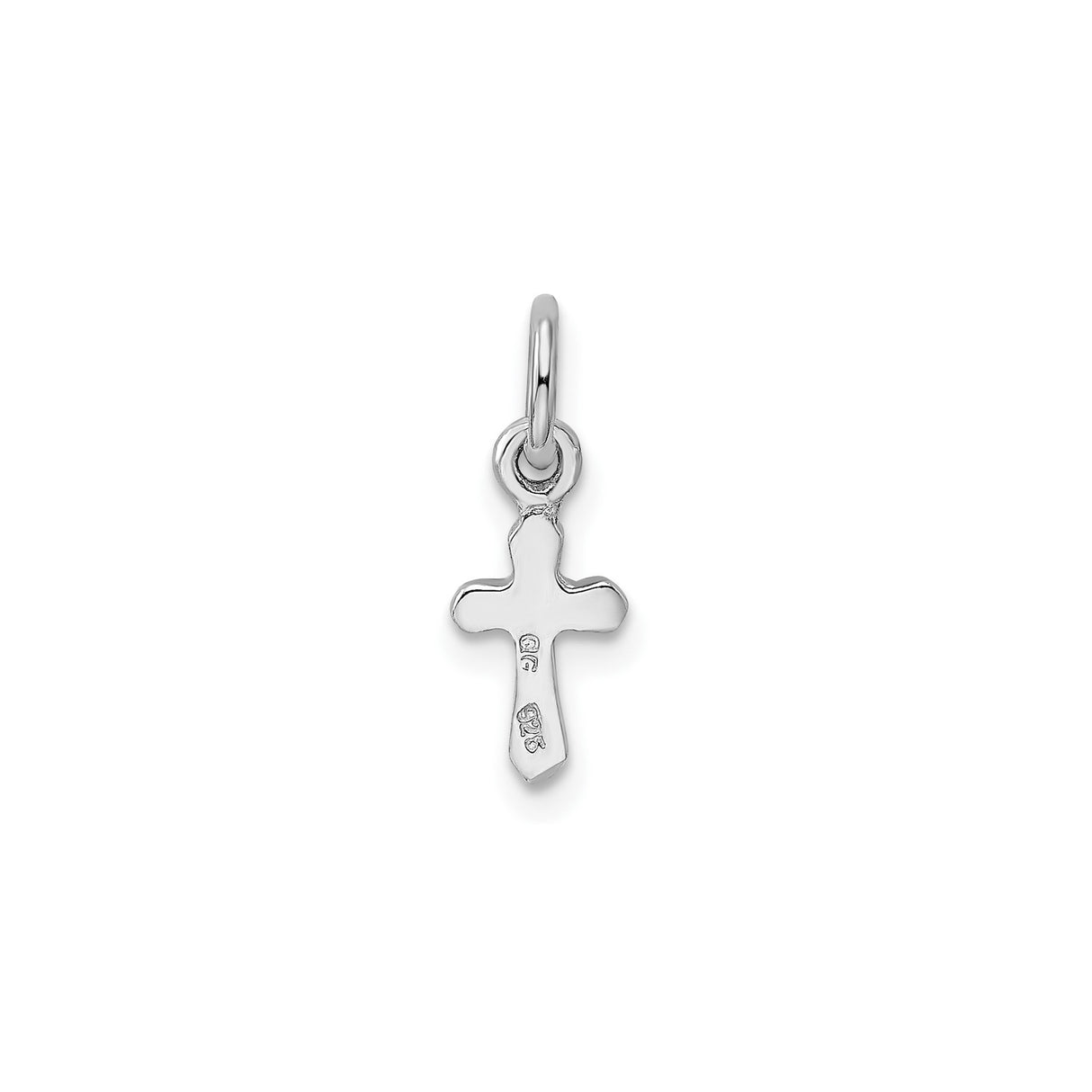 Sterling Silver Cross Pendant with Blue Crystal, Minimalist Mirror Finish Faith Design for Men and Women