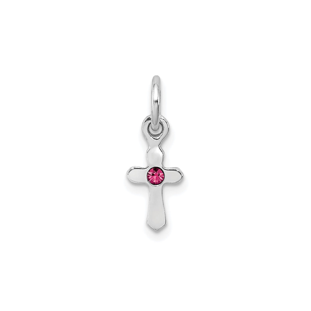 Sterling Silver Cross Pendant with Crystal Gemstone, Modern Minimalist Design for Men and Women