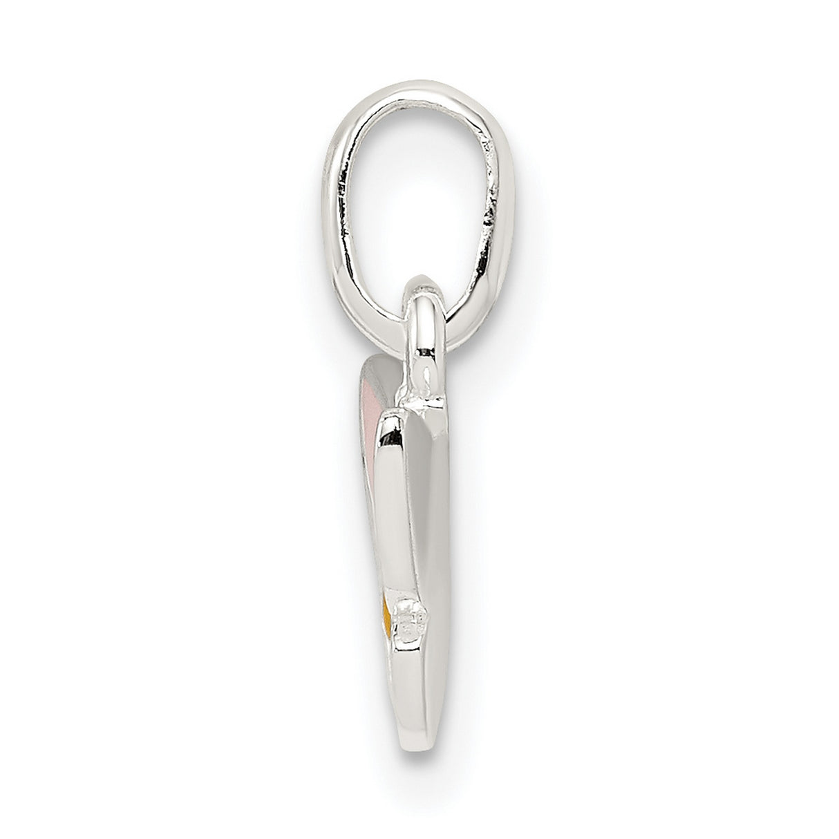 Childrens Pink Yellow Enameled Butterfly Charm Pendant in Real 925 Sterling Silver