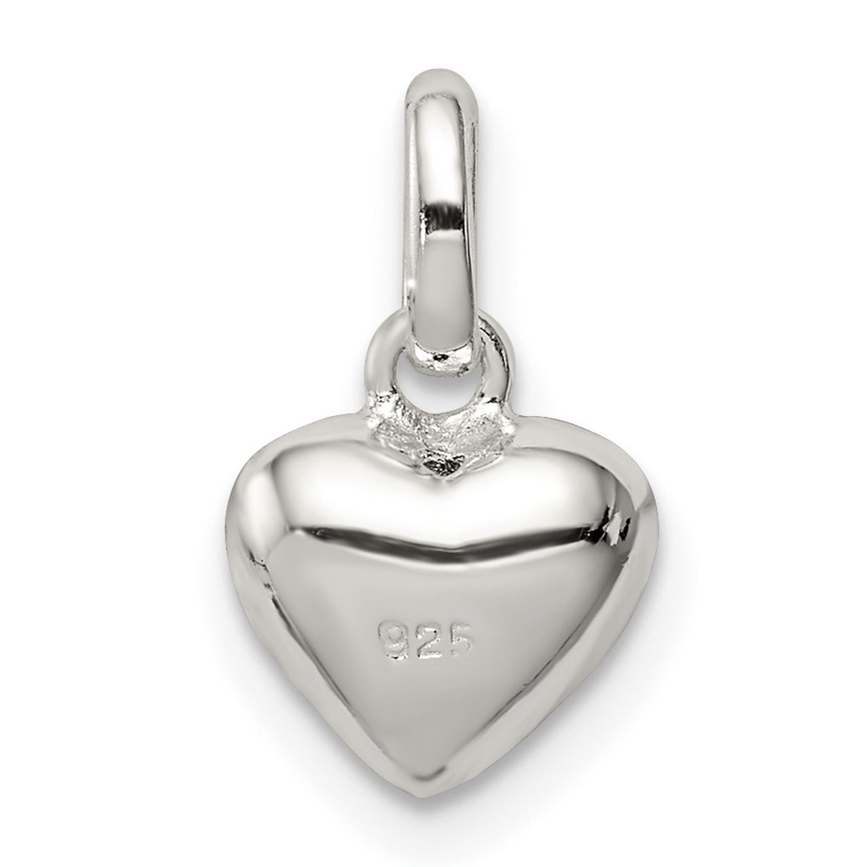 Pink Enamel Kids Heart Charm Pendant in Real 925 Sterling Silver