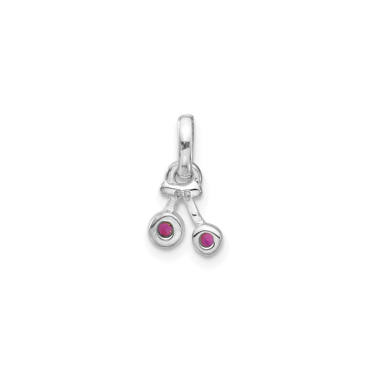 Sterling Silver Cherry Pendant Charm with Lab Created Ruby, Playful Fruit Design for Women or Girls