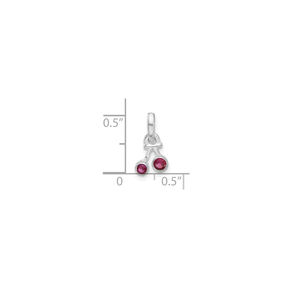 Sterling Silver Cherry Pendant Charm with Lab Created Ruby, Playful Fruit Design for Women or Girls