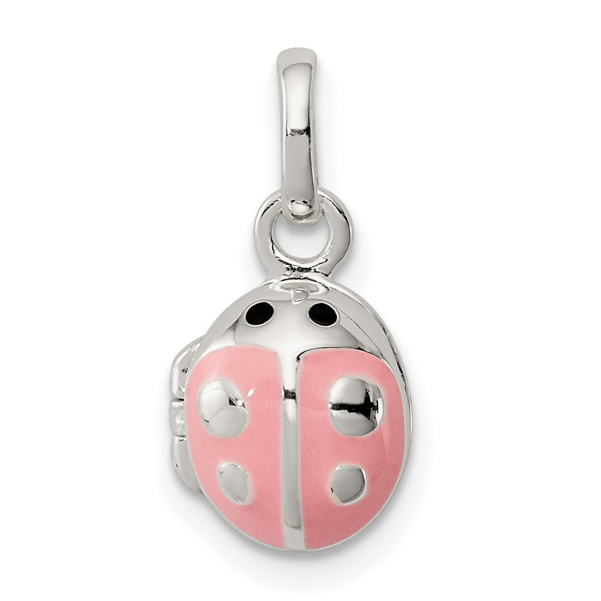 Sterling Silver Ladybug Pendant Charm with Pink Enamel, Whimsical Nature Jewelry for Women and Girls