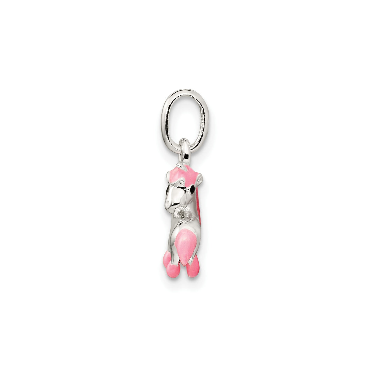 Sterling Silver Unicorn Charm Pendant with Pink Enamel Accents, Whimsical Design for Girls