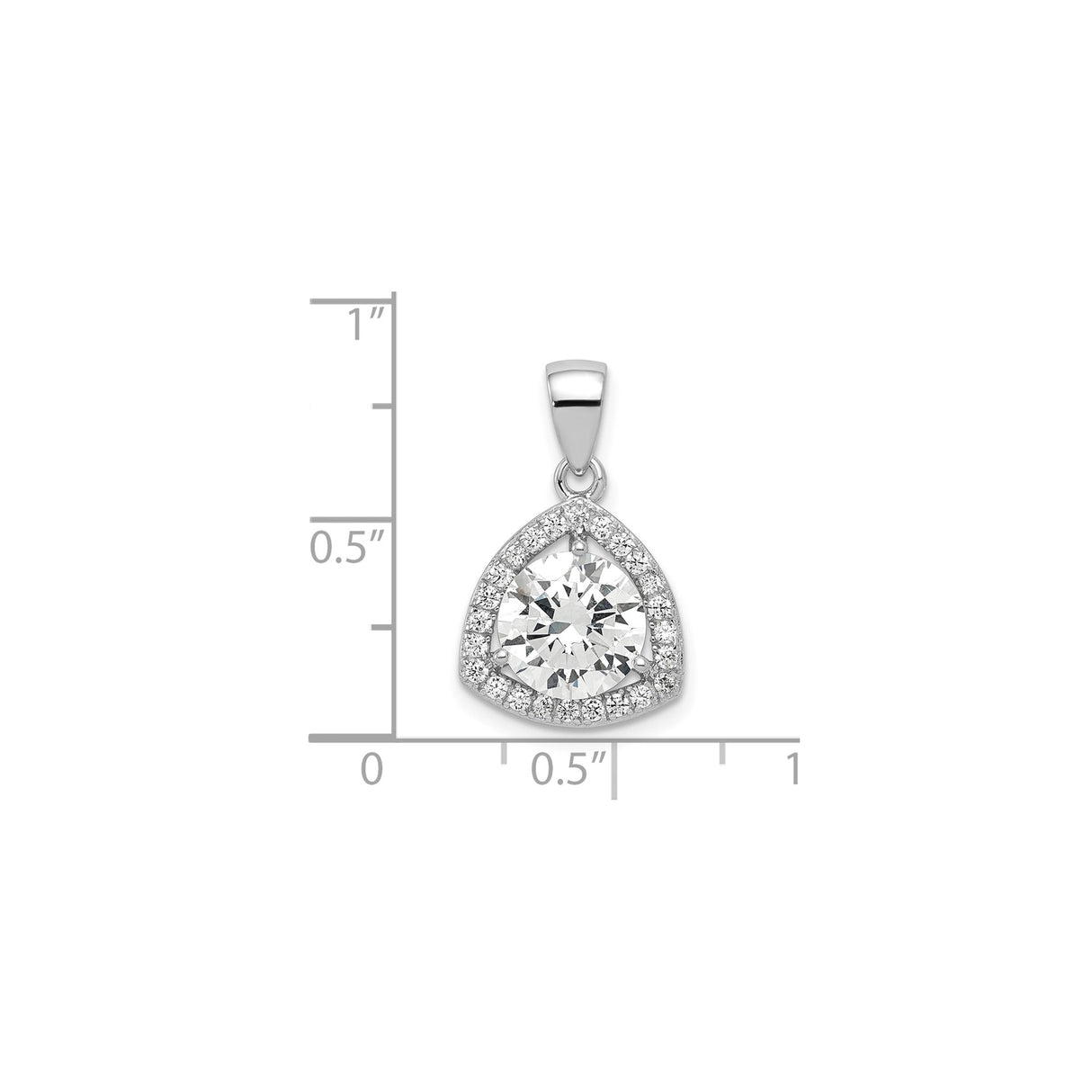 Sterling Silver Teardrop Pendant with Cubic Zirconia Halo and Large Round Center Stone