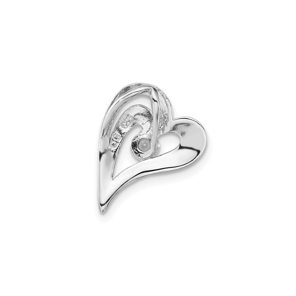 Sterling Silver Heart Pendant with Cubic Zirconia, Double Open Heart Design for Women