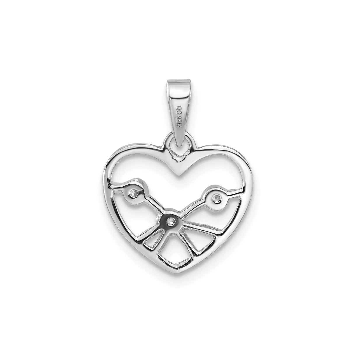 Sterling Silver Heart Pendant with Cubic Zirconia, Constellation and Celestial Star Design